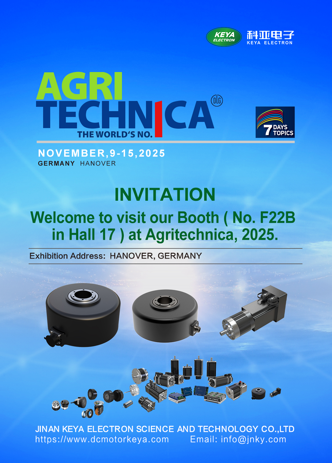 Jinan Keya Electron Science And Technology Co., Ltd. Invites You to AGRITECHNICA 2025: Pioneering the Future of Electric and Intelligent Agricultural Technology